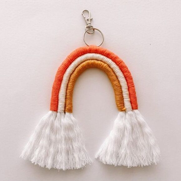 Rainbow Keychain, Macrame Keychain, Boho Keychain - Picture 3 of 3